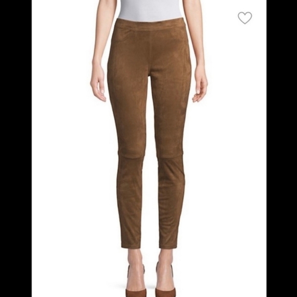 Max Studio Tan Faux Suede Elastic Waist Pants Leggings Size S - Picture 2 of 14